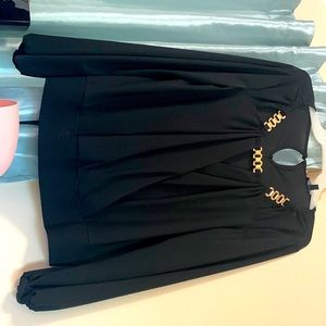 Black. Gold chain. Blouse